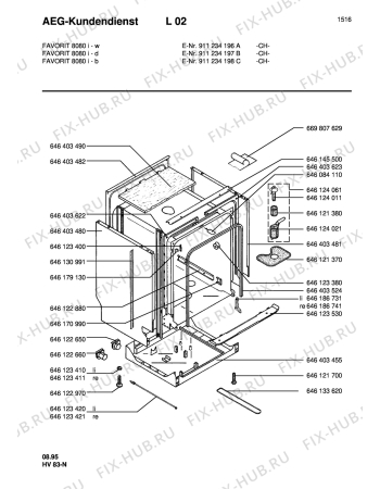 Взрыв-схема посудомоечной машины Aeg FAV8080I-W  CH - Схема узла Housing 001
